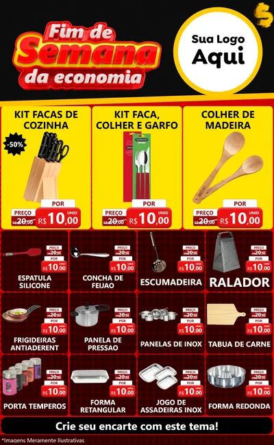 Modelo de Encarte para Encarte Grande com o tema Fim de Semana da Economia para Utilidades Domésticas