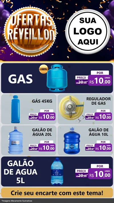 Modelo de TV para TV Vertical com o tema Ofertas de Réveillon para Água e gás