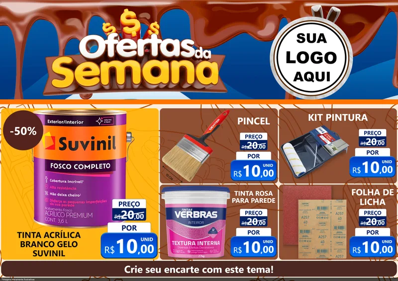 Modelo de Encarte para Encarte A4 Horizontal com o tema Ofertas da Semana - Páscoa para Tintas e Ferramentas
