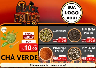 Modelo de Encarte para Encarte A4 Horizontal com o tema Black Friday para Produtos Naturais