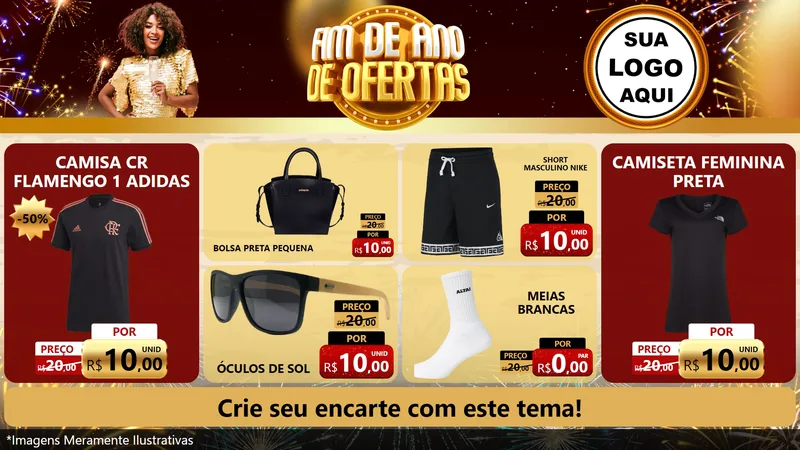 Modelo de TV para TV Horizontal com o tema Fim de Ano de Ofertas para Roupas e acessórios