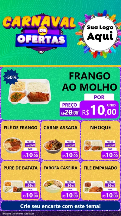 Modelo de Rede Social para Stories com o tema Carnaval de Ofertas para Restaurante