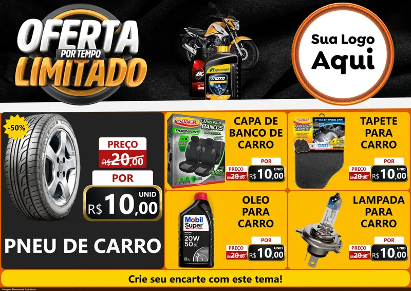 Modelo de Encarte para Encarte A4 Horizontal com o tema Oferta Por Tempo Limitado - Motopeças para Auto peças