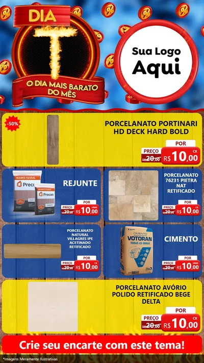 Modelo de TV para TV Vertical com o tema Dia T - O Dia Mais Barato Do Mês para Pisos e revestimentos