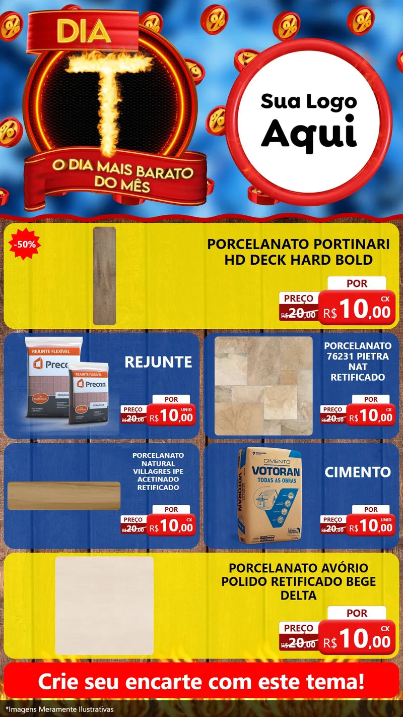 Modelo de TV para TV Vertical com o tema Dia T - O Dia Mais Barato Do Mês para Pisos e revestimentos