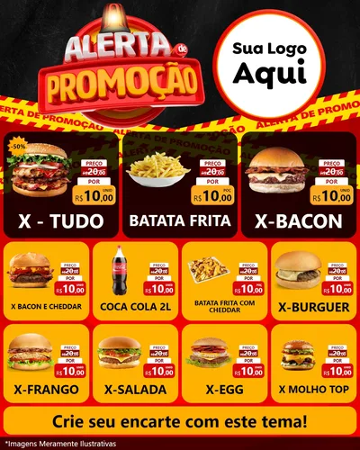 Modelo de Rede Social para Feed Instagram com o tema Alerta de Promoção para Hamburgueria