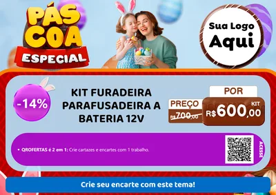 Modelo de Cartaz para Cartaz A4 Horizontal com o tema Páscoa Especial para Maquinas e Ferramentas