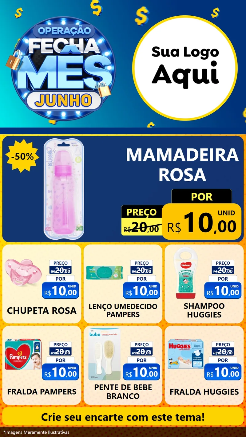Modelo de Rede Social para Stories com o tema Operação Fecha Mês, Junho para Bebês