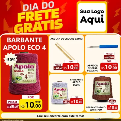 Modelo de Rede Social para Feed Facebook com o tema Dia do Frete Grátis para Armarinho e Aviamentos