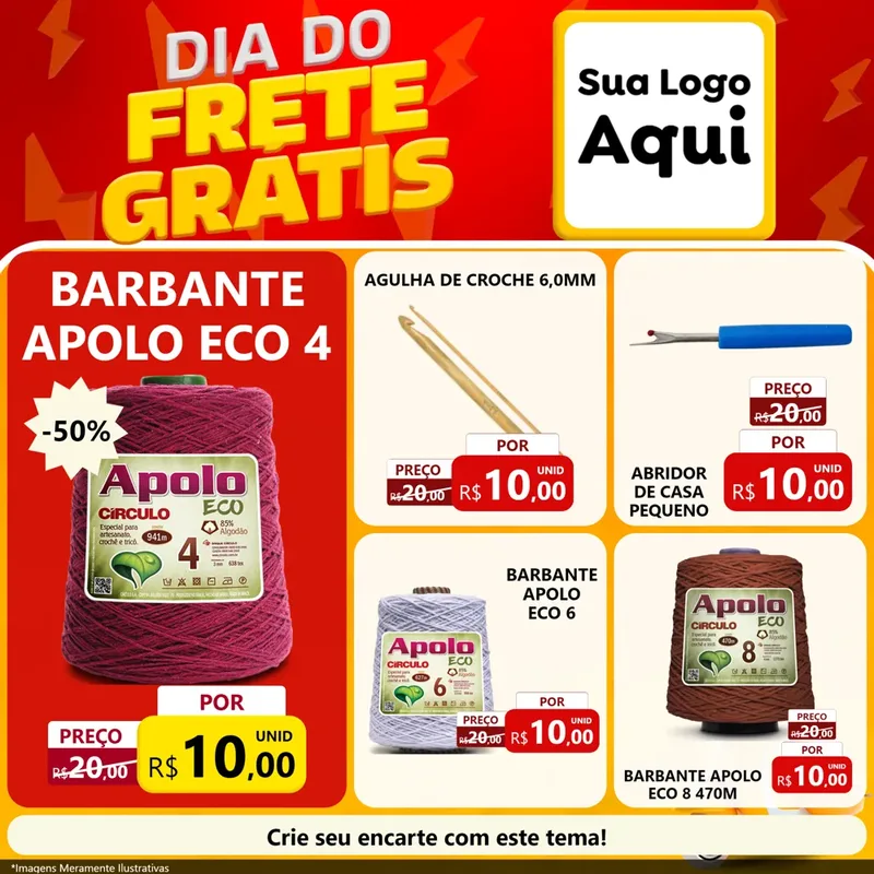 Modelo de Rede Social para Feed Facebook com o tema Dia do Frete Grátis para Armarinho e Aviamentos