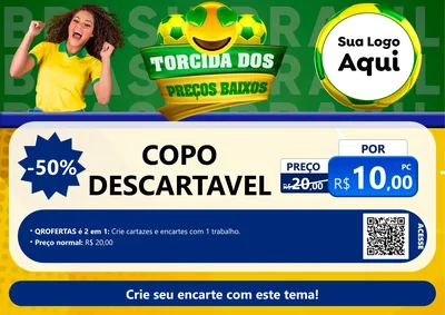 Modelo de Cartaz para Cartaz A4 Horizontal com o tema Torcida dos Preços Baixos - Copa para Embalagens