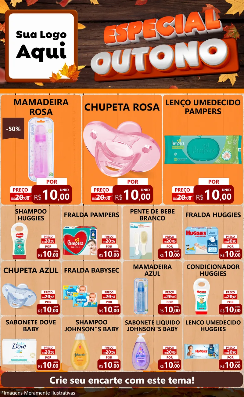 Modelo de Encarte para Encarte Grande com o tema Especial Outono para Bebês