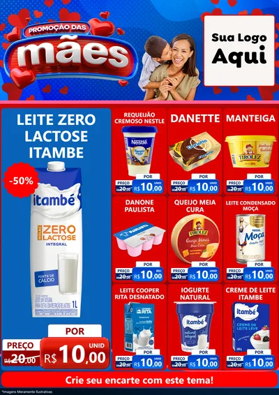Modelo de Encarte para Encarte A4 Vertical com o tema Promoção das Mães para Frios e Laticínios