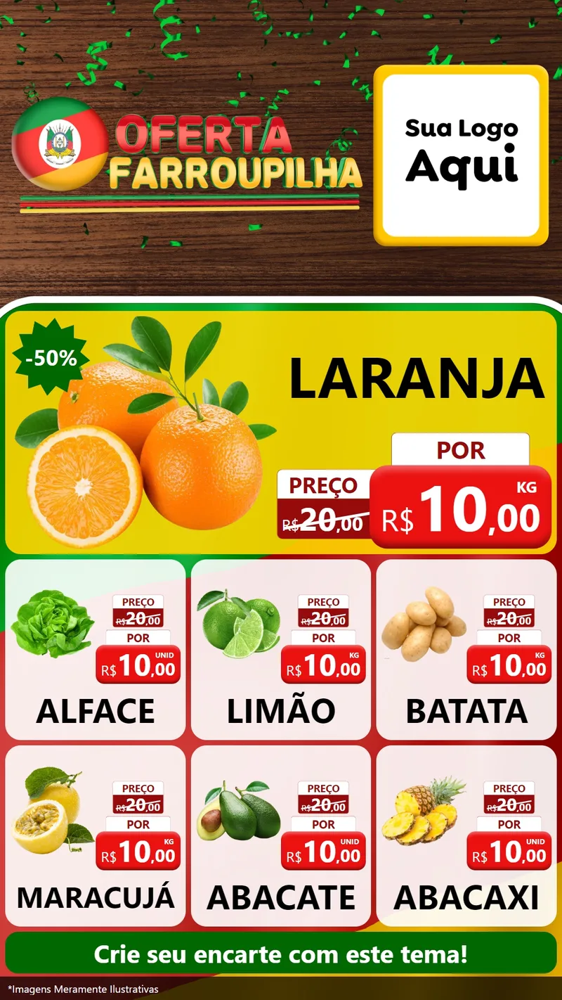 Modelo de Rede Social para Stories com o tema Oferta Farroupilha para Hortifrúti