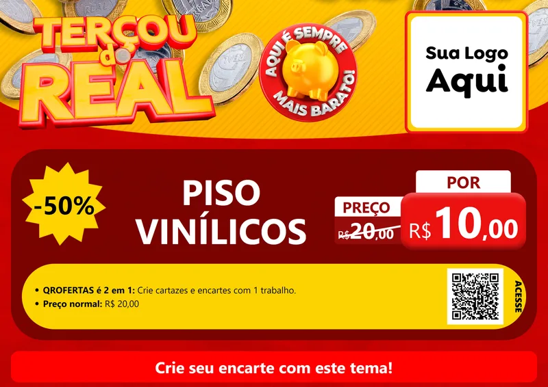 Modelo de Cartaz para Cartaz A4 Horizontal com o tema Terçou do Real para Material para Construção