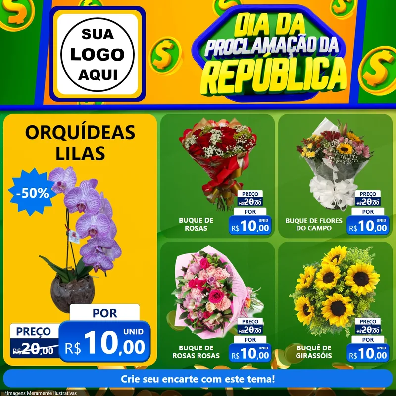 Modelo de Rede Social para Feed Facebook com o tema Dia Da Proclamação da República para Floricultura e jardim