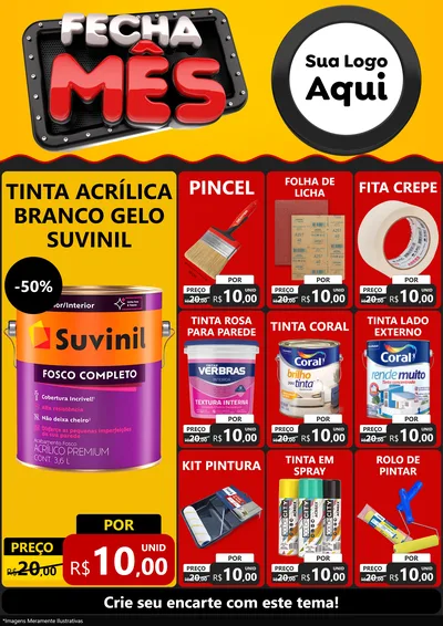 Modelo de Encarte para Encarte A4 Vertical com o tema Fecha Mês para Tintas e Ferramentas