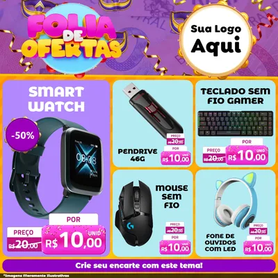 Modelo de Rede Social para Feed Facebook com o tema Folia de Ofertas para Informática