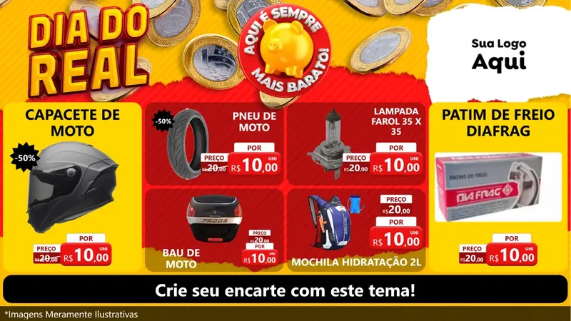 Modelo de TV para TV Horizontal com o tema Dia Do Real para Moto peças