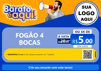 Modelo de Cartaz para Cartaz A4 Horizontal com o tema Barato é aqui para Móveis e Eletro