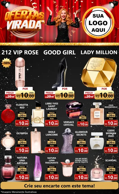 Modelo de Encarte para Encarte Grande com o tema Ofertas da Virada para Perfumes