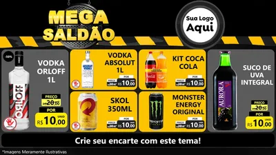 Modelo de TV para TV Horizontal com o tema Mega Saldão para Distribuidora de bebidas