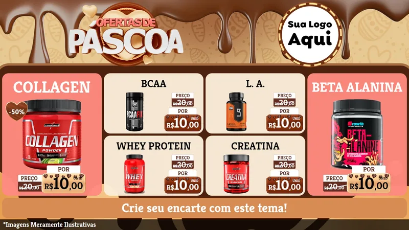 Modelo de TV para TV Horizontal com o tema Ofertas de Páscoa para Suplementos alimentares