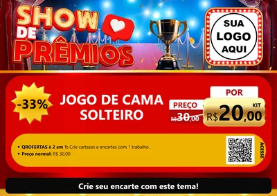 Modelo de Cartaz para Cartaz A4 Horizontal com o tema Show de Prêmios para Cama, Mesa e Banho