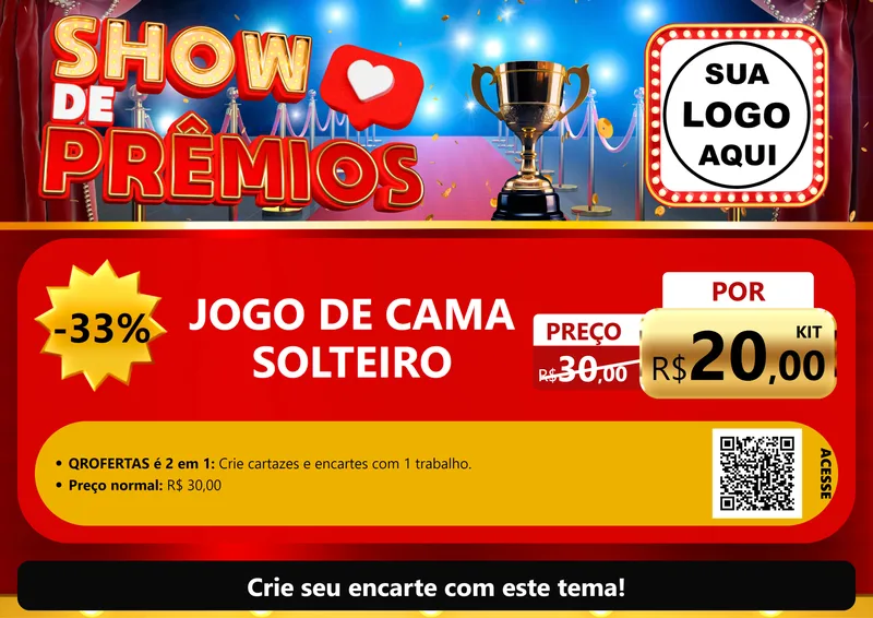 Modelo de Cartaz para Cartaz A4 Horizontal com o tema Show de Prêmios para Cama, Mesa e Banho