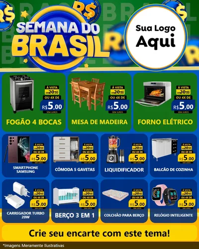 Modelo de Rede Social para Feed Instagram com o tema Semana Do Brasil para Móveis e Eletro