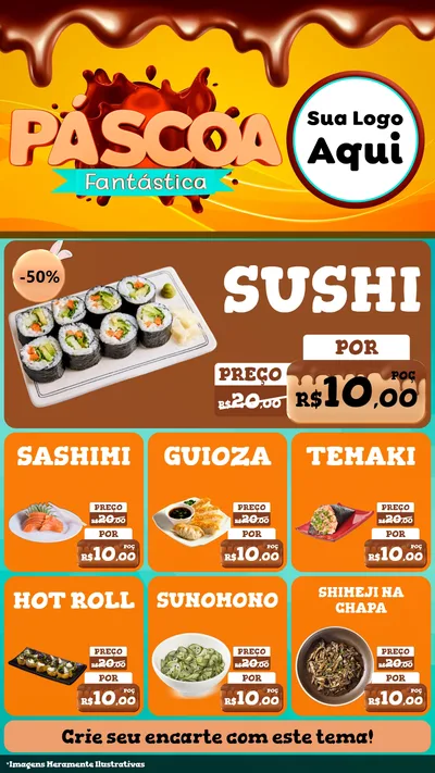 Modelo de Rede Social para Stories com o tema Páscoa Fantástica para Comida japonesa
