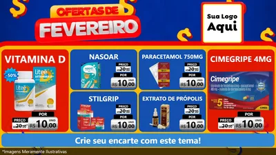 Modelo de TV para TV Horizontal com o tema Ofertas de Fevereiro para Farmácia