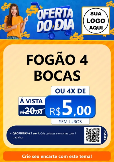 Modelo de Cartaz para Cartaz A4 Vertical com o tema Oferta do Dia para Móveis e Eletro