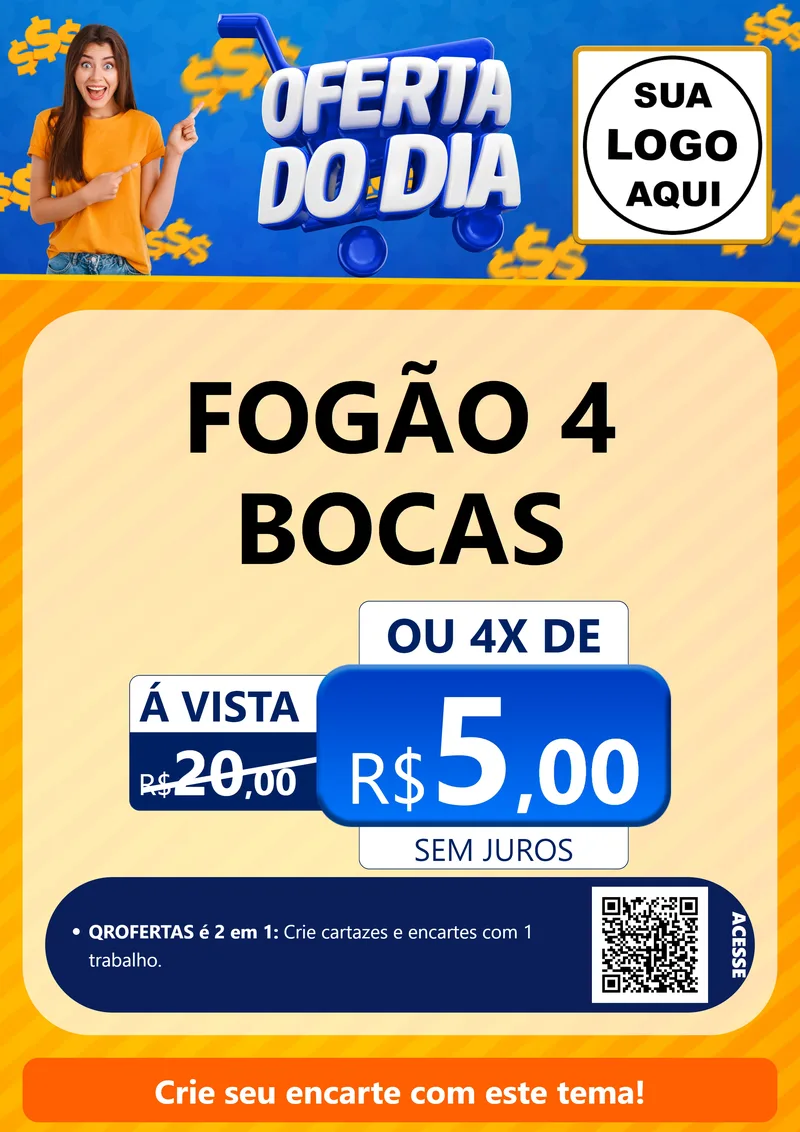 Modelo de Cartaz para Cartaz A4 Vertical com o tema Oferta do Dia para Móveis e Eletro