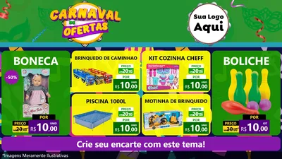 Modelo de TV para TV Horizontal com o tema Carnaval de Ofertas para Brinquedos
