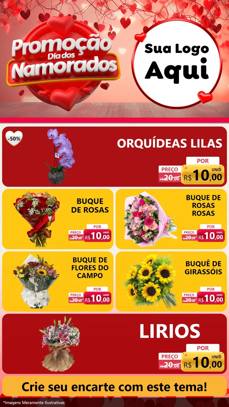 Modelo de TV para TV Vertical com o tema Promoção Dia dos Namorados para Floricultura e jardim