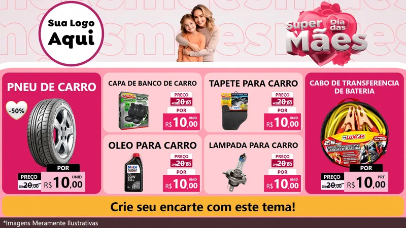 Modelo de TV para TV Horizontal com o tema Super Dia Das Mães para Auto peças