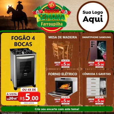 Modelo de Rede Social para Feed Facebook com o tema Especial Semana Farroupilha para Móveis e Eletro