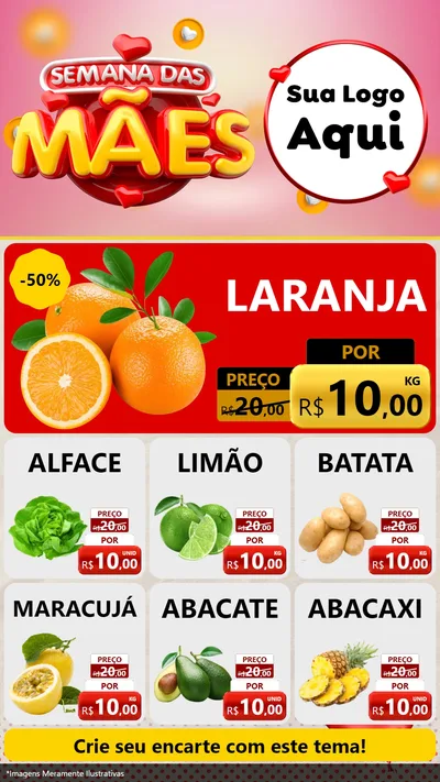 Modelo de Rede Social para Stories com o tema Semana das Mães para Hortifrúti