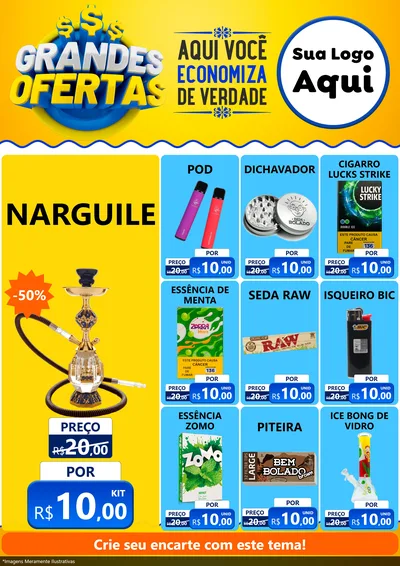 Modelo de Encarte para Encarte A4 Vertical com o tema Grandes Ofertas para Tabacaria