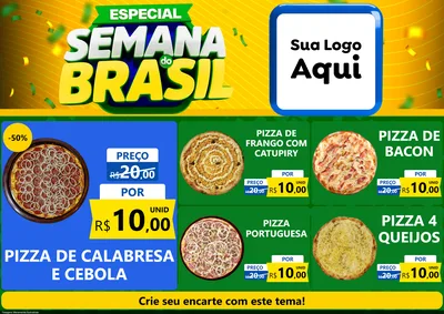 Modelo de Encarte para Encarte A4 Horizontal com o tema Especial Semana do Brasil para Pizzaria