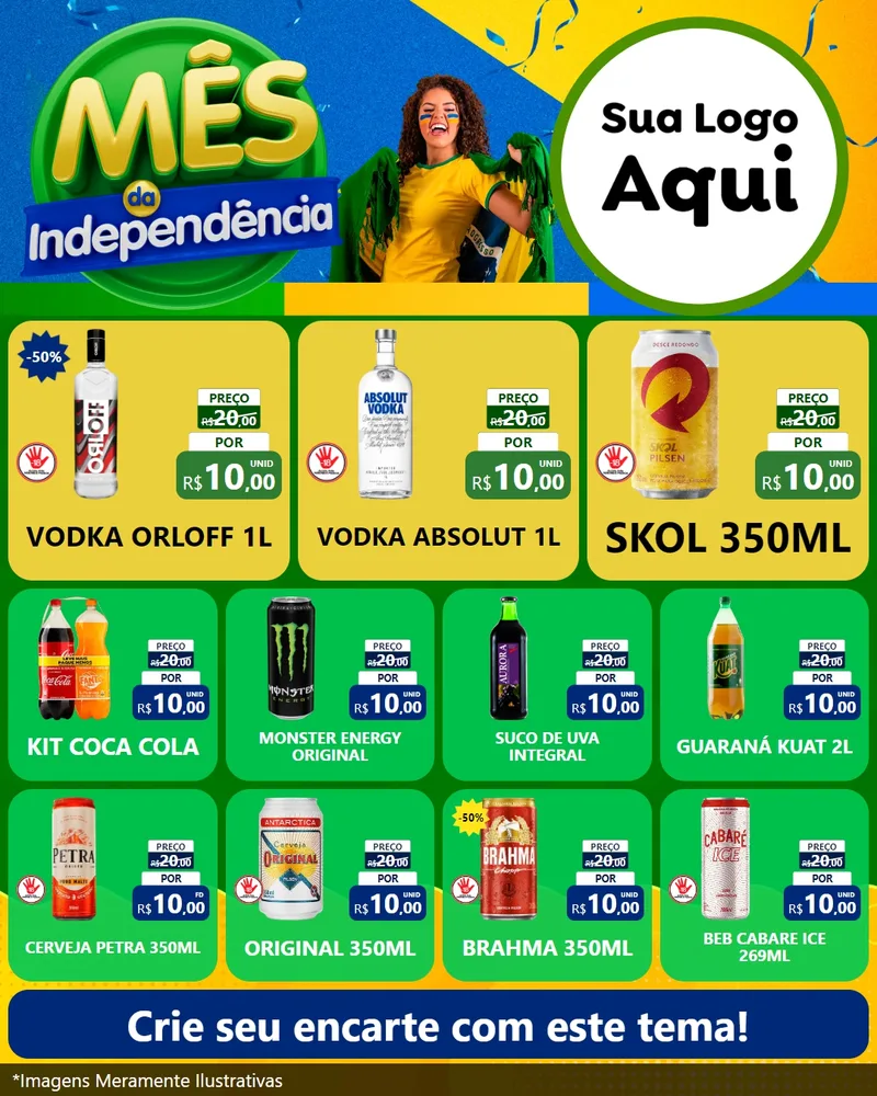 Modelo de Rede Social para Feed Instagram com o tema Mês da Independência para Distribuidora de bebidas