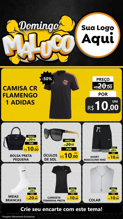 Modelo de Rede Social para Stories com o tema Domingo Maluco para Roupas e acessórios