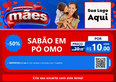 Modelo de Cartaz para Cartaz A4 Horizontal com o tema Promoção das Mães para Produtos de Limpeza