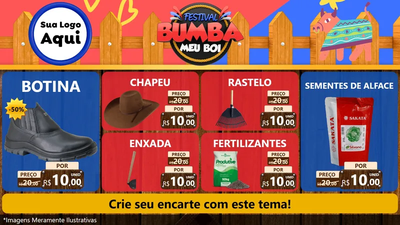 Modelo de TV para TV Horizontal com o tema Festival Bumba Meu Boi para Agropecuária