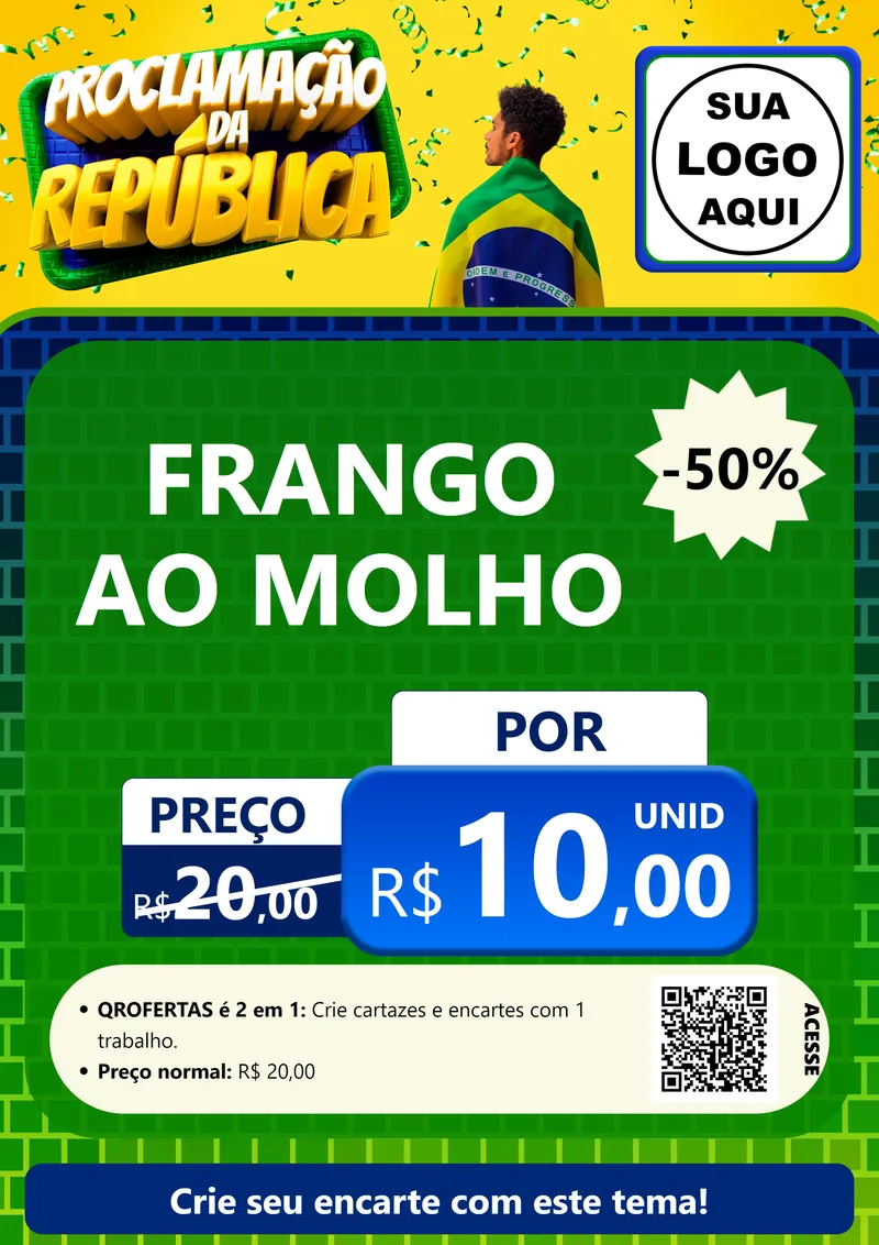 Modelo de Cartaz para Cartaz A4 Vertical com o tema Proclamação da República para Restaurante