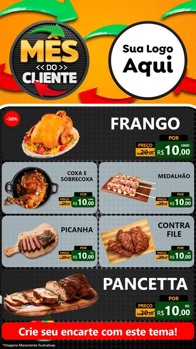 Modelo de TV para TV Vertical com o tema Mês do Cliente para Assados