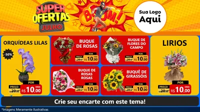 Modelo de TV para TV Horizontal com o tema Super Ofertas Julho para Floricultura e jardim