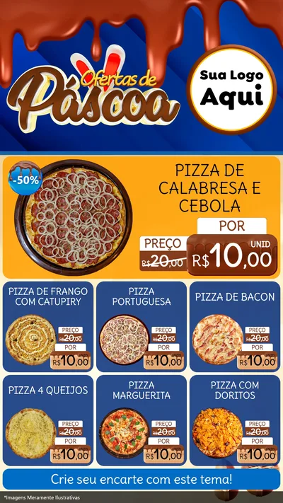 Modelo de Rede Social para Stories com o tema Ofertas de Páscoa para Pizzaria