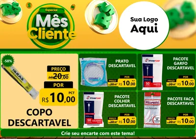 Modelo de Encarte para Encarte A4 Horizontal com o tema Especial Mês do Cliente para Embalagens